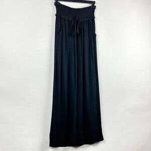 Kingston Grey Wide Leg Pull-On Pants Size S | Black Textured | Faux Tie Waist